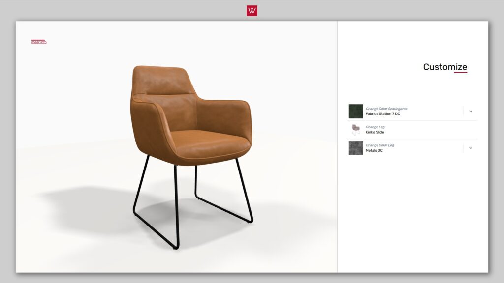 3D product configurator dining chair seating configuration