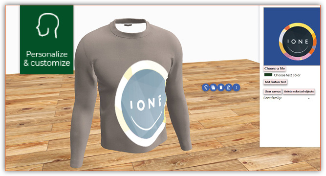personalize and customize iONE360 3D product configurator