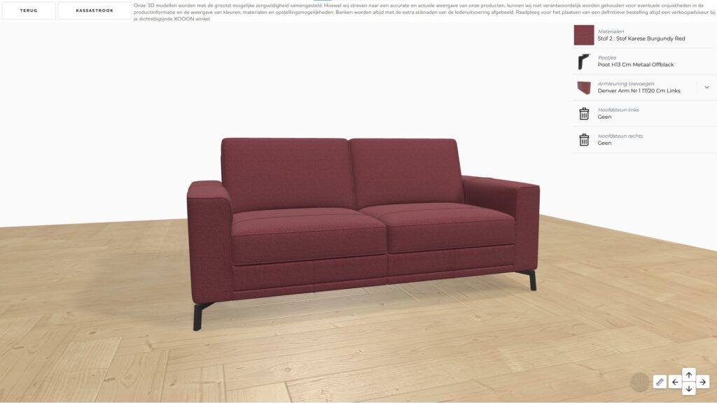 Visual couch configurator 3D - Xooon