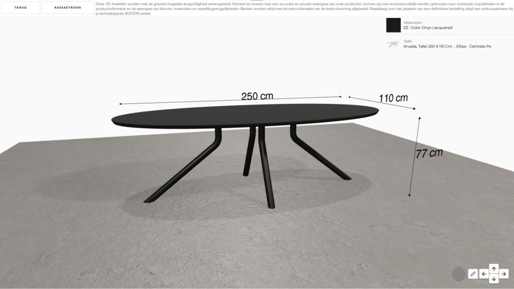 Dining table configurator 3D - Xooon