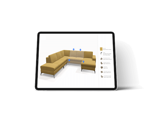 product 3d configurator - configurable sectional sofa product configurator