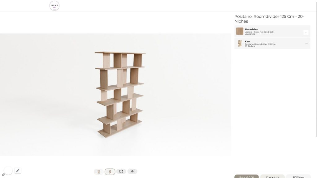 Habufa H&H Xooon 3d product configurator screenshot - storage room divider