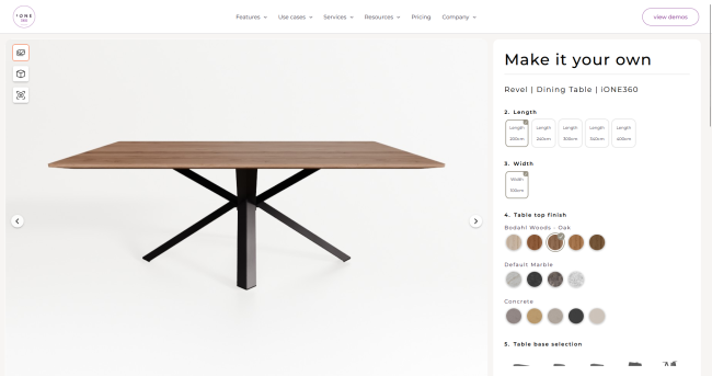 3d product configurator software screenshot