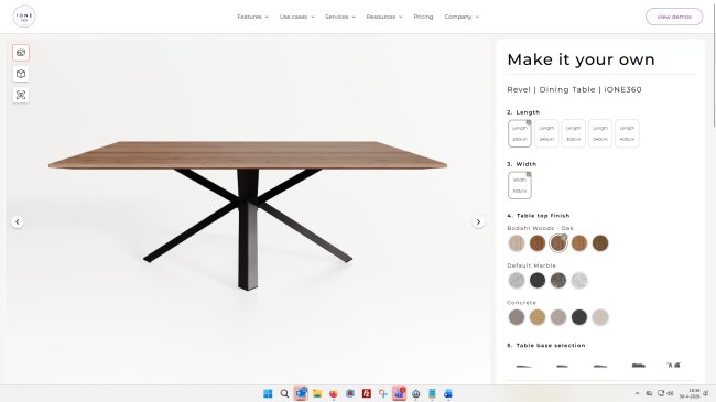 3d product configurator software screenshot