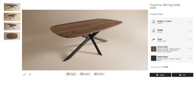 Table 3D configurator screenshot iONE360